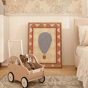 Blue Floral Hot Air Balloon – Nursery & Kids Wall Art
