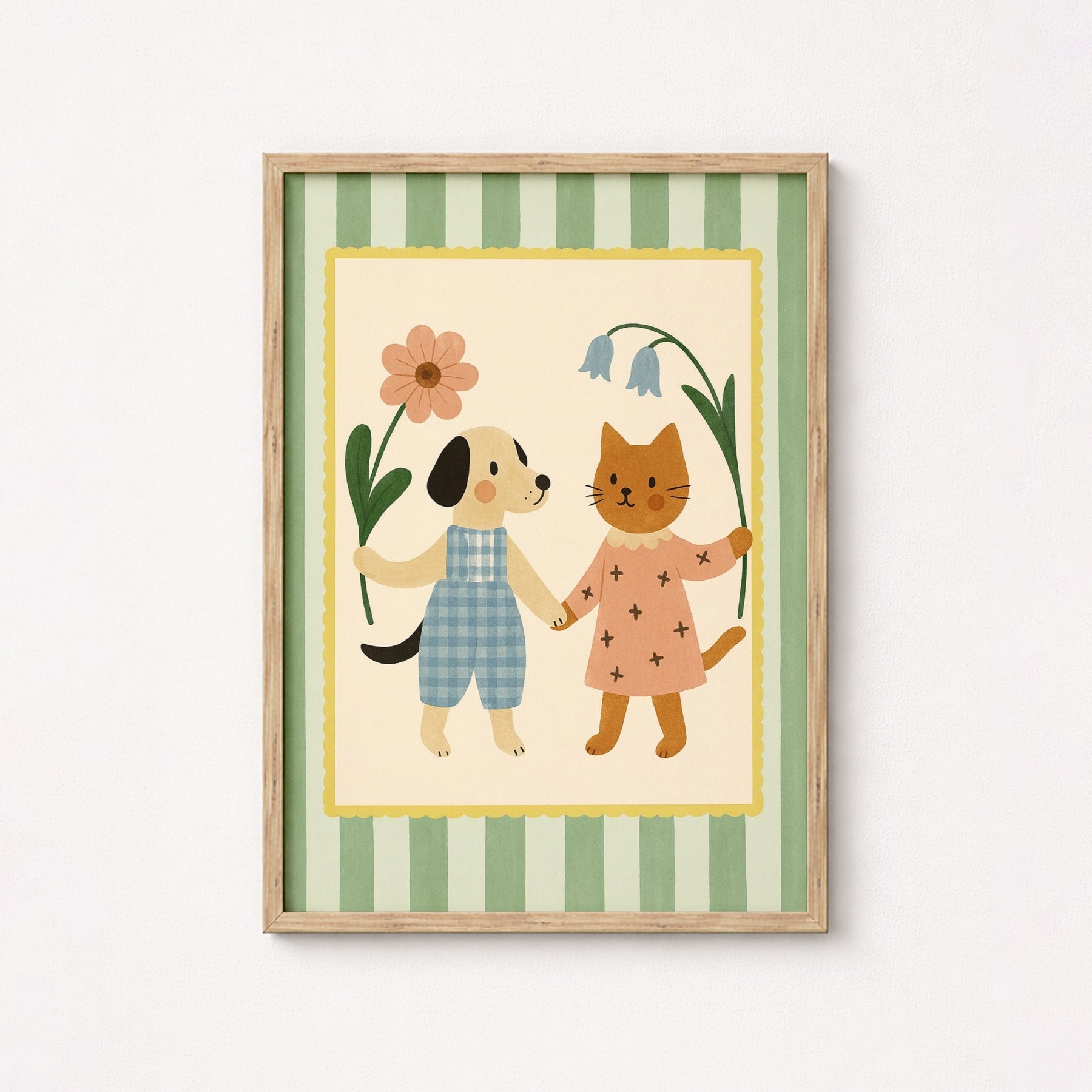 Stampa per cameretta di cuccioli e gattini - Simpatica decorazione murale con animali per bambini