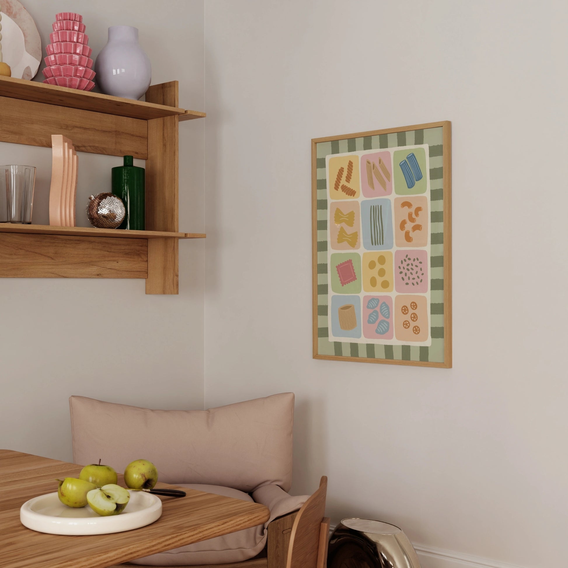 Poster con tabella illustrata della pasta colorata