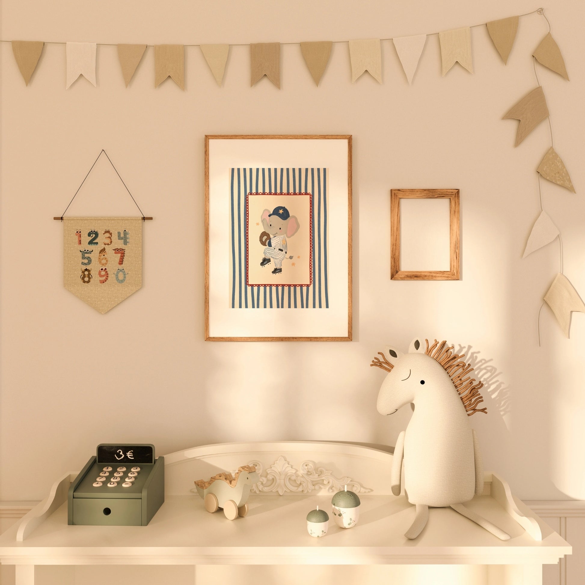Baseball Elephant Nursery Print
