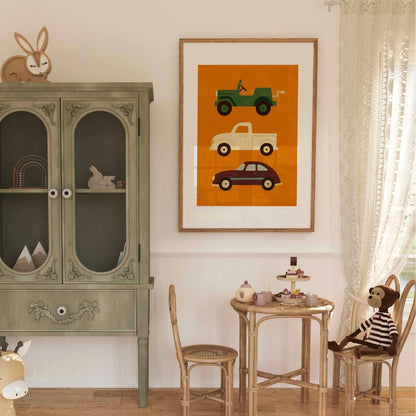 Vintage Cars Nursery Print