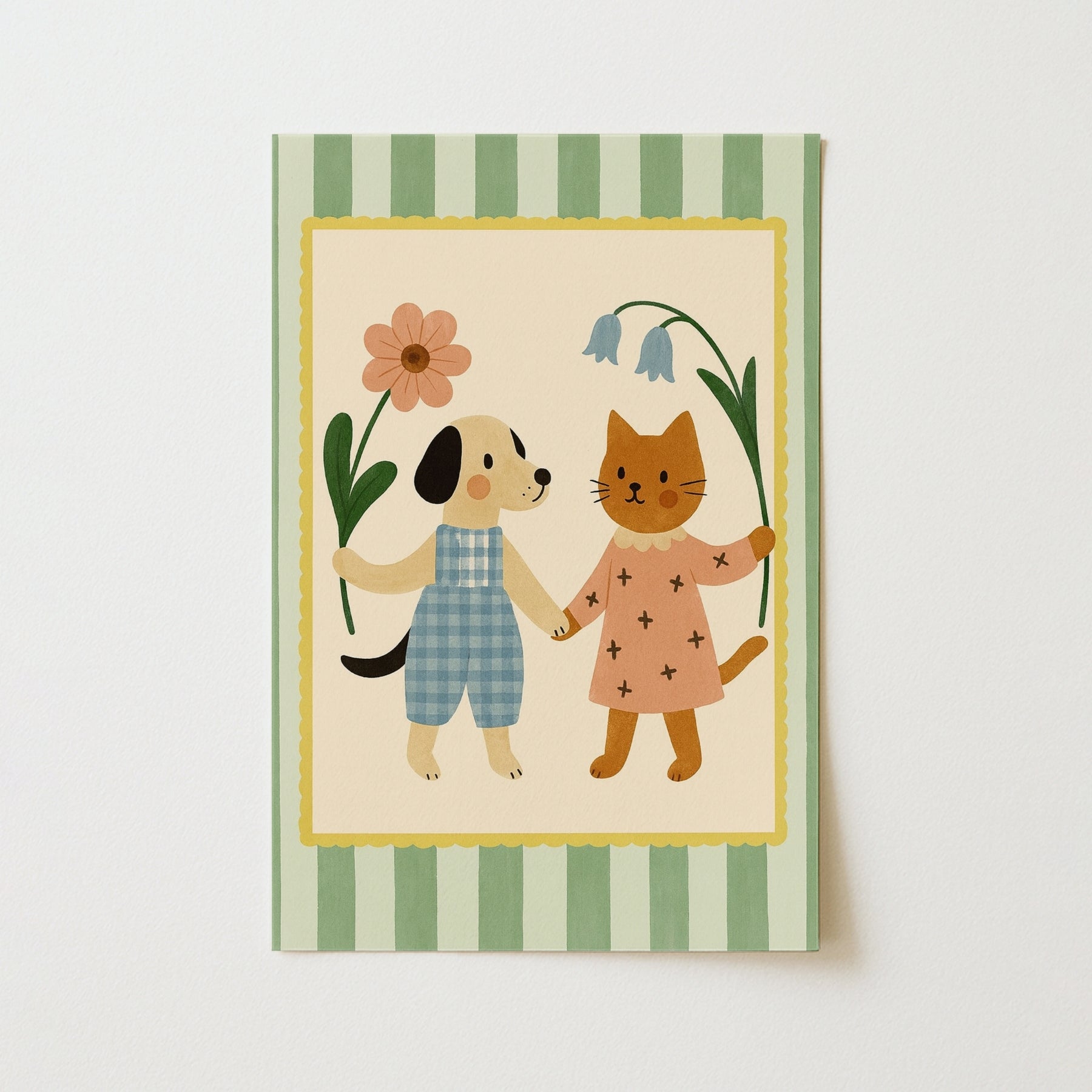 Stampa per cameretta di cuccioli e gattini - Simpatica decorazione murale con animali per bambini