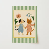 Stampa per cameretta di cuccioli e gattini - Simpatica decorazione murale con animali per bambini