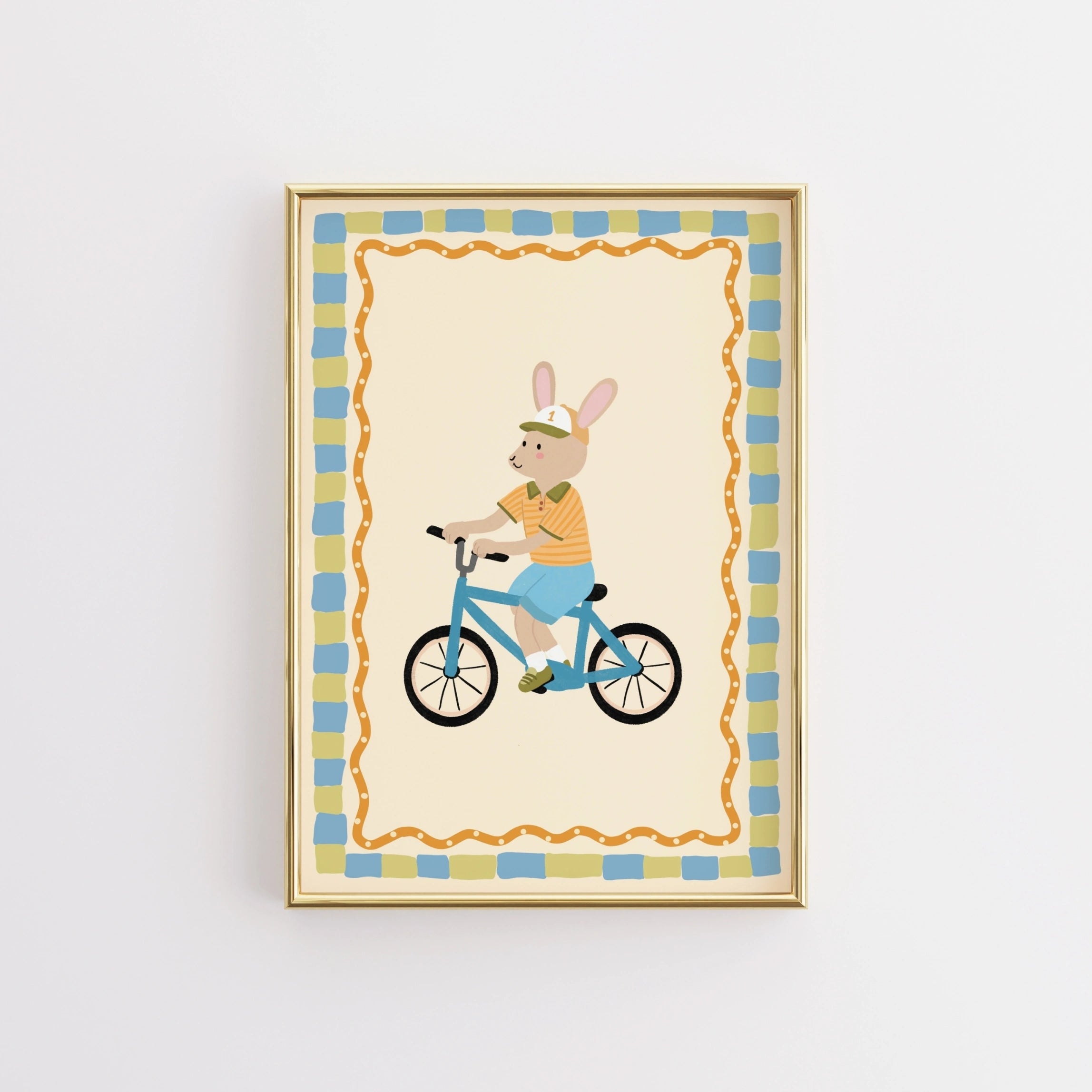 Bunny Bicycle Nursery Print