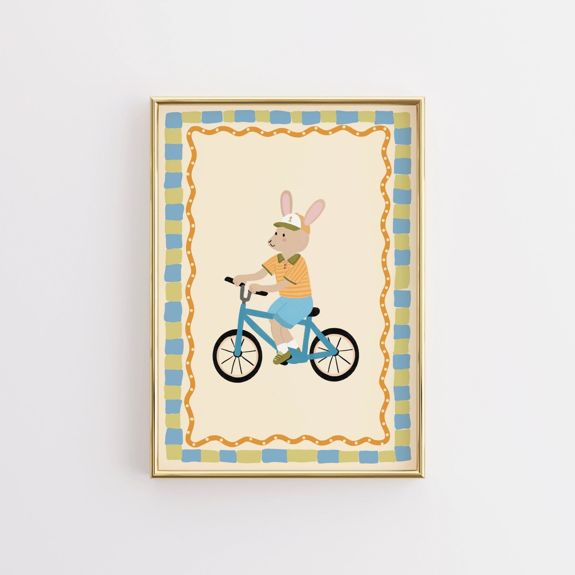 Bunny Bicycle Nursery Print