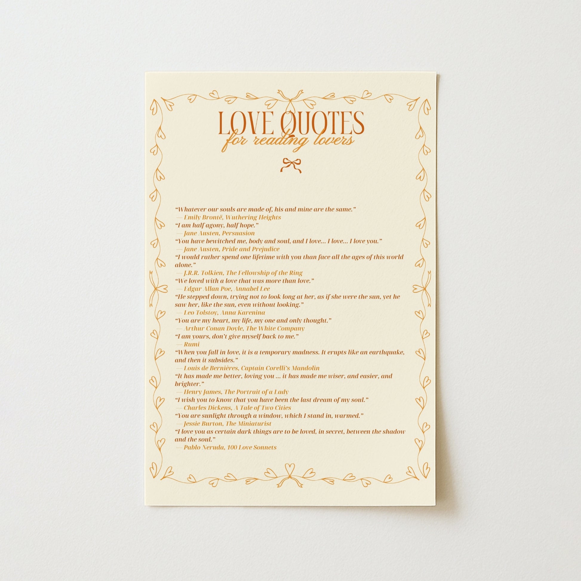 Love Quotes Print – Romantic Literary Wall Art
