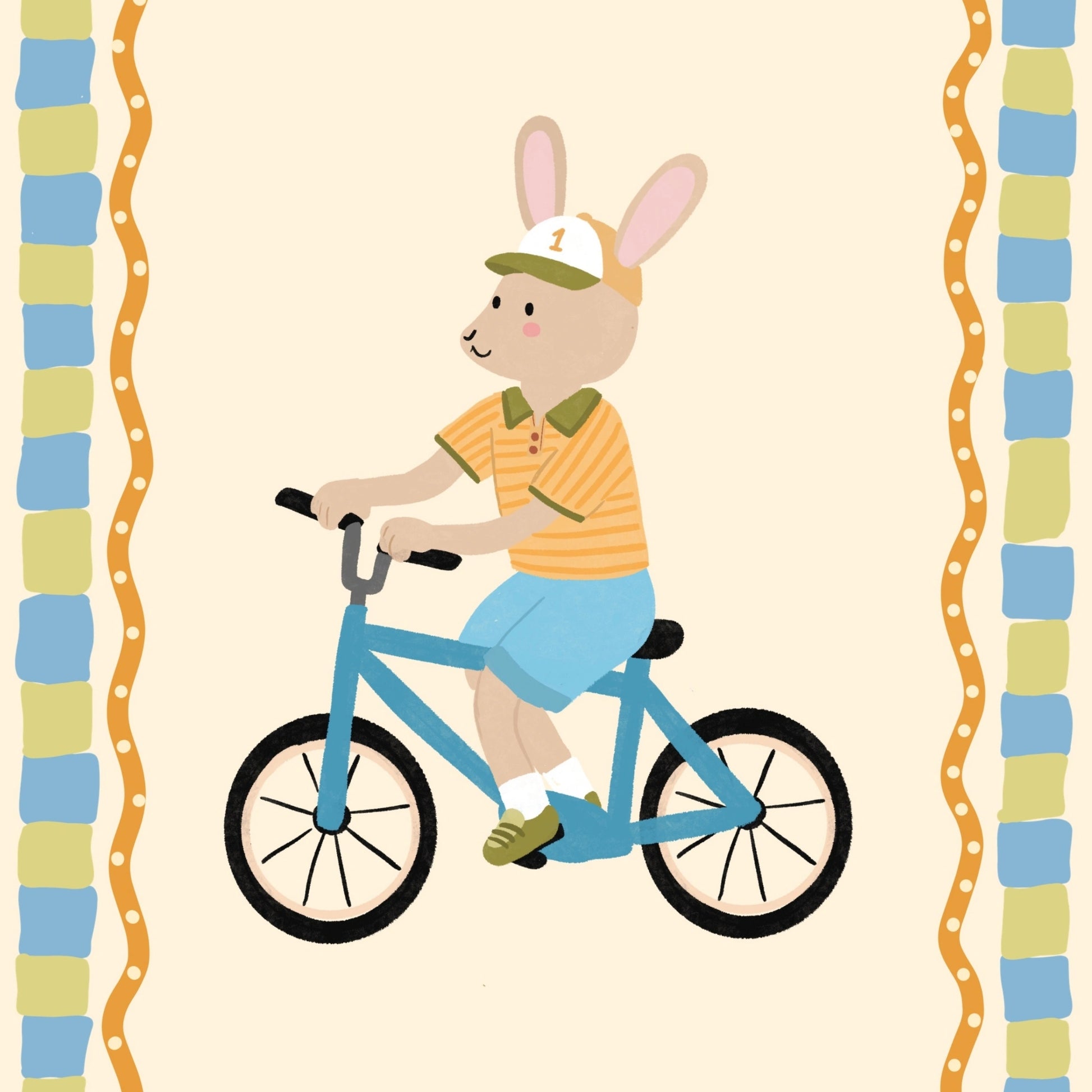 Bunny Bicycle Nursery Print
