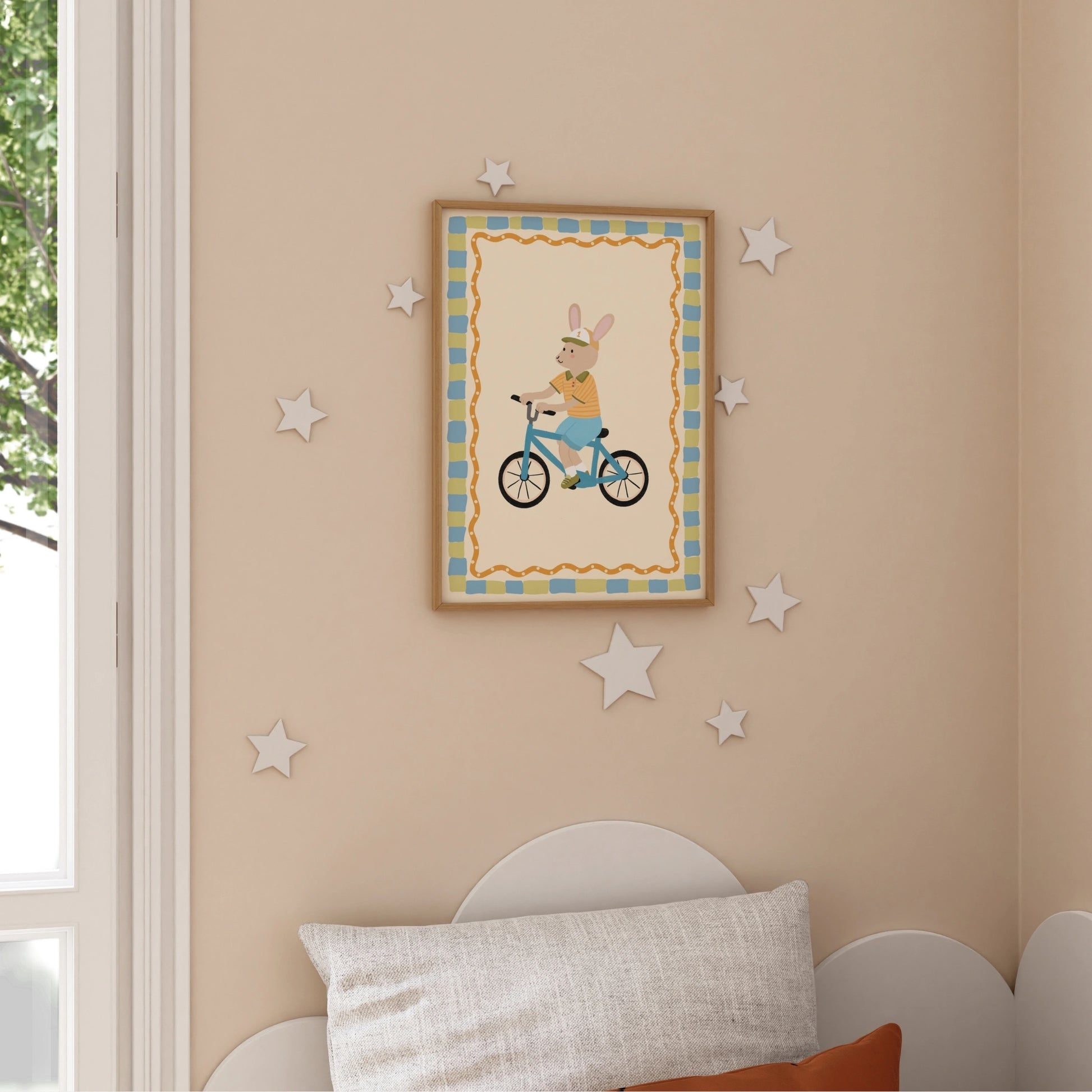 Bunny Bicycle Nursery Print