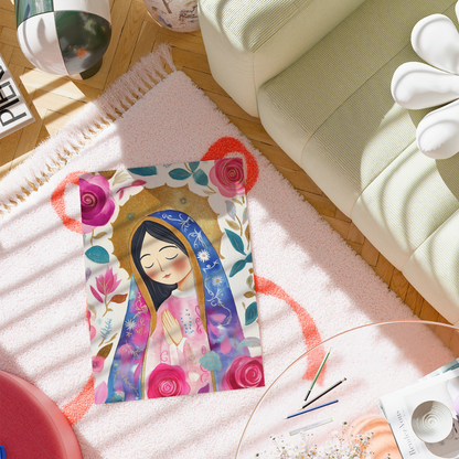 Holy Mary Print – Floral Catholic Wall Art