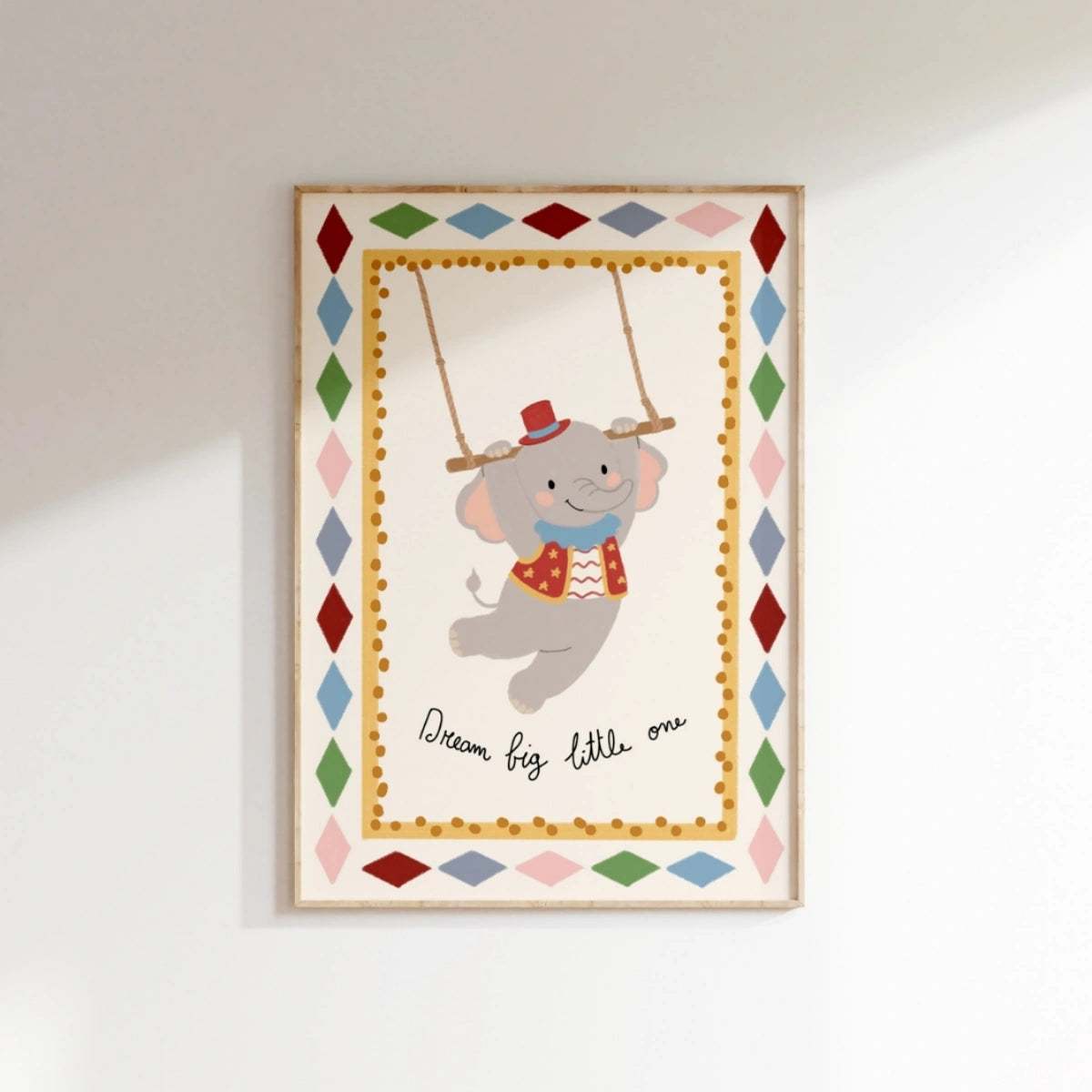 Póster de elefante de circo para habitación infantil, decoración de habitación infantil de circo
