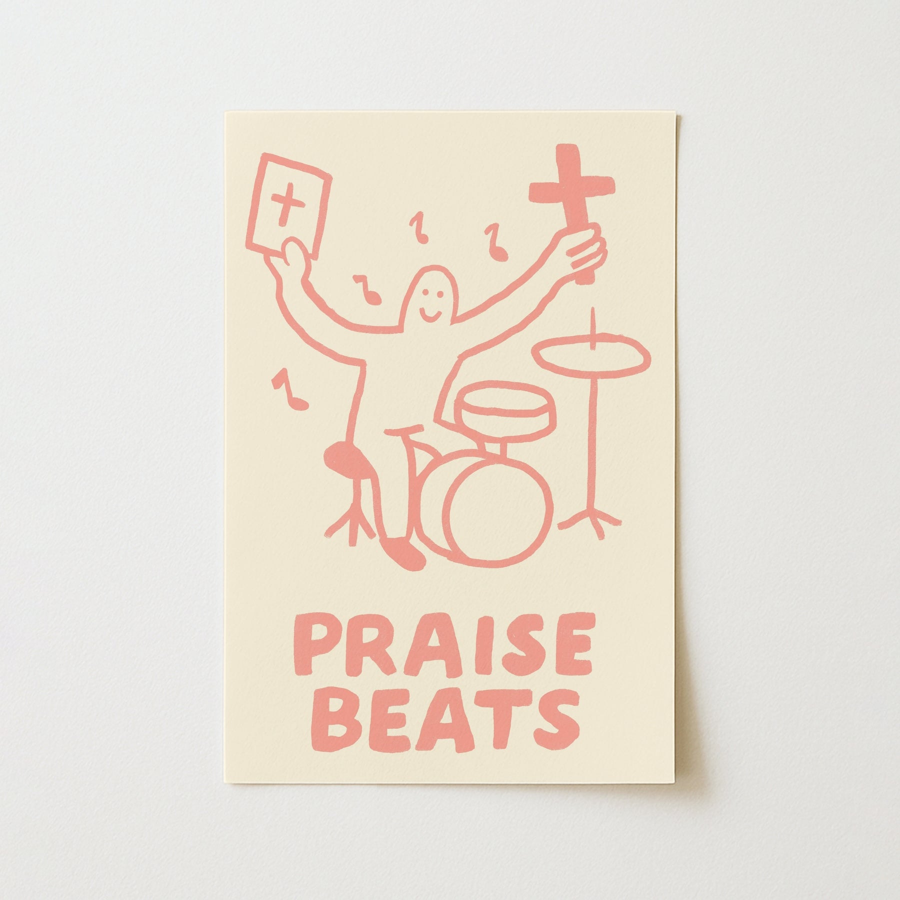 Praise Beats Christian Wall Art – Funny Drummer Bible Quote Print, Christian Wall Decor