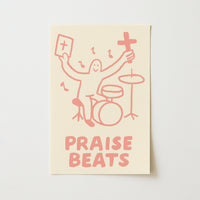 Praise Beats Christian Wall Art – Funny Drummer Bible Quote Print, Christian Wall Decor