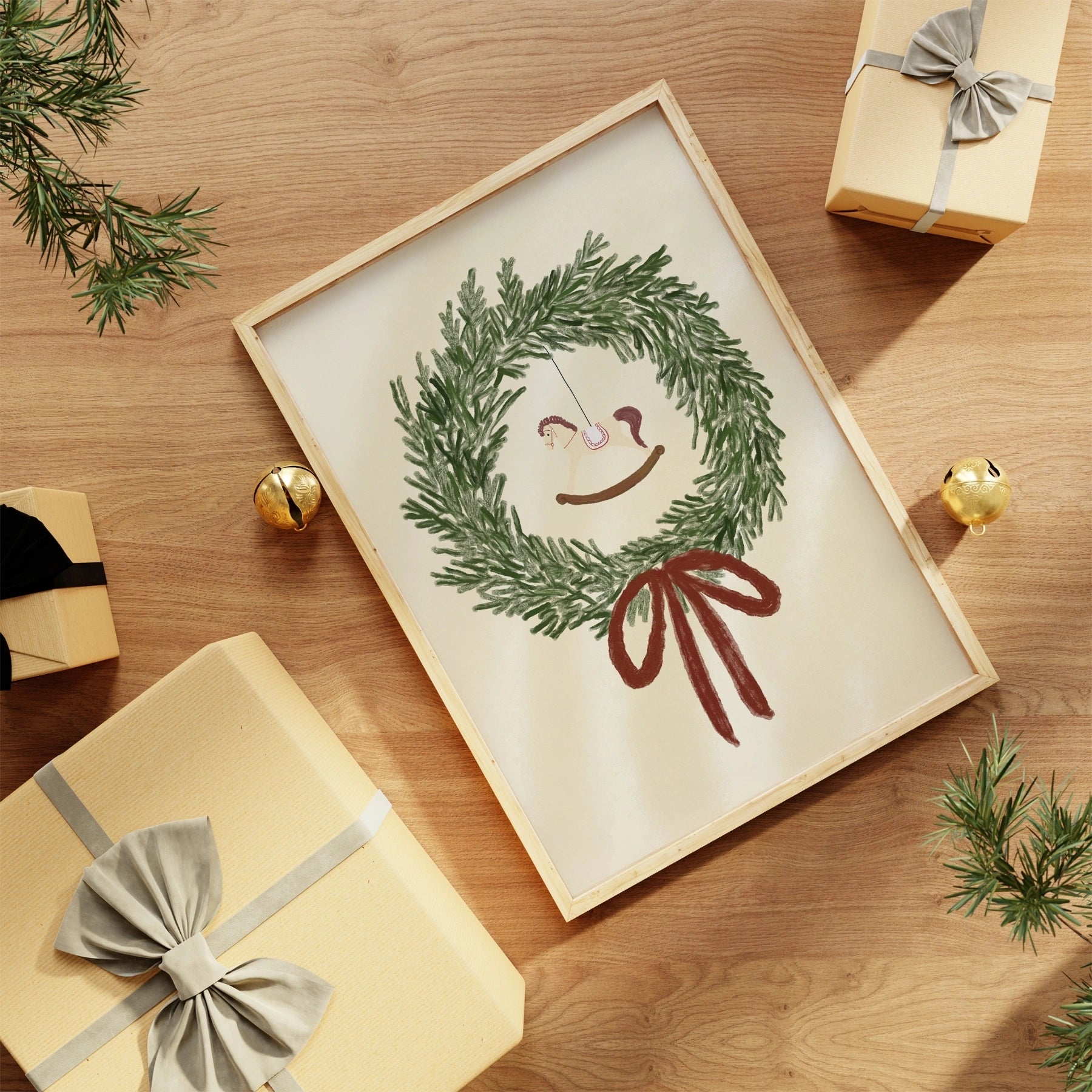 Weihnachtskranz Schaukelpferd