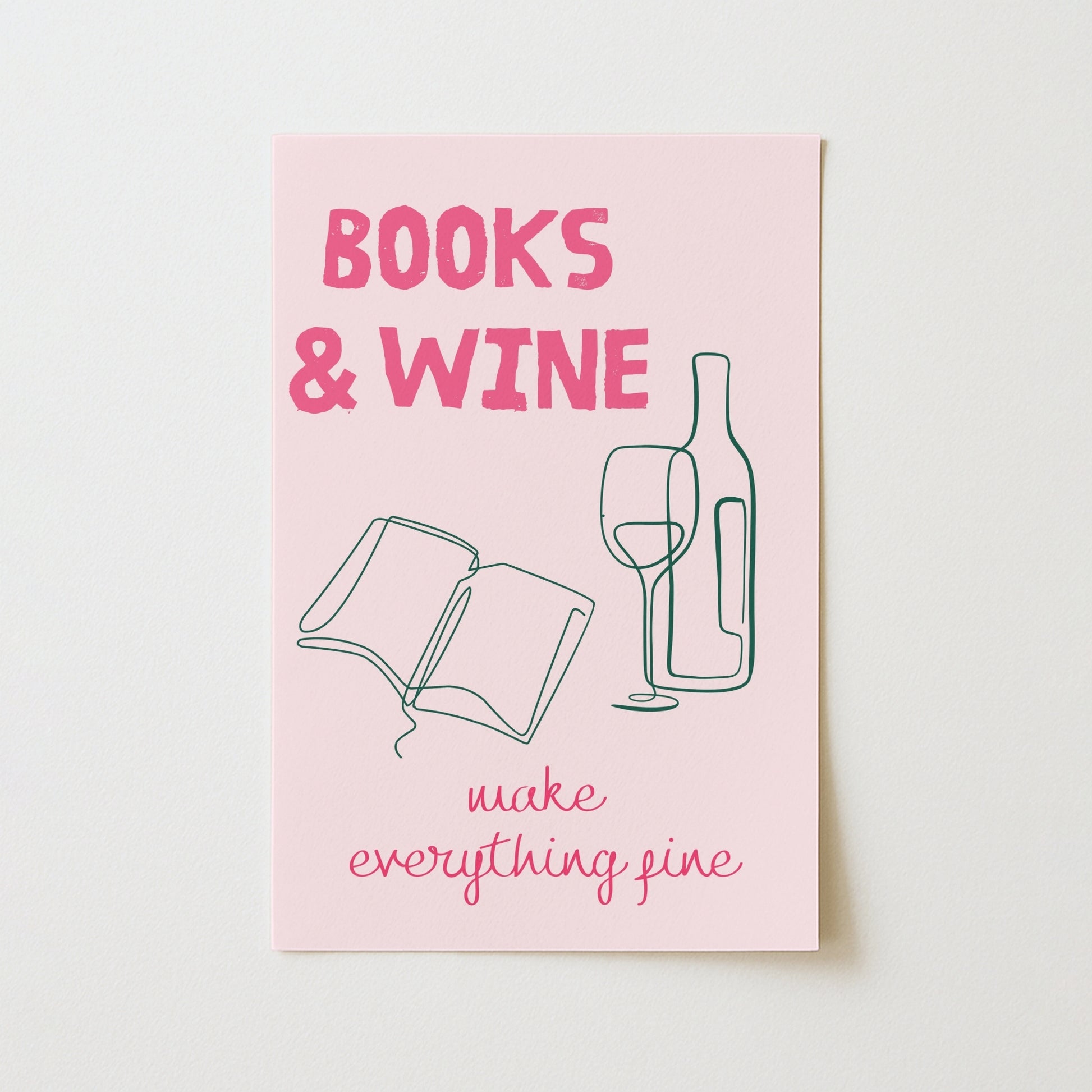 Books and Wine - Bookish Pink Print