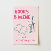 Books and Wine - Bookish Pink Print