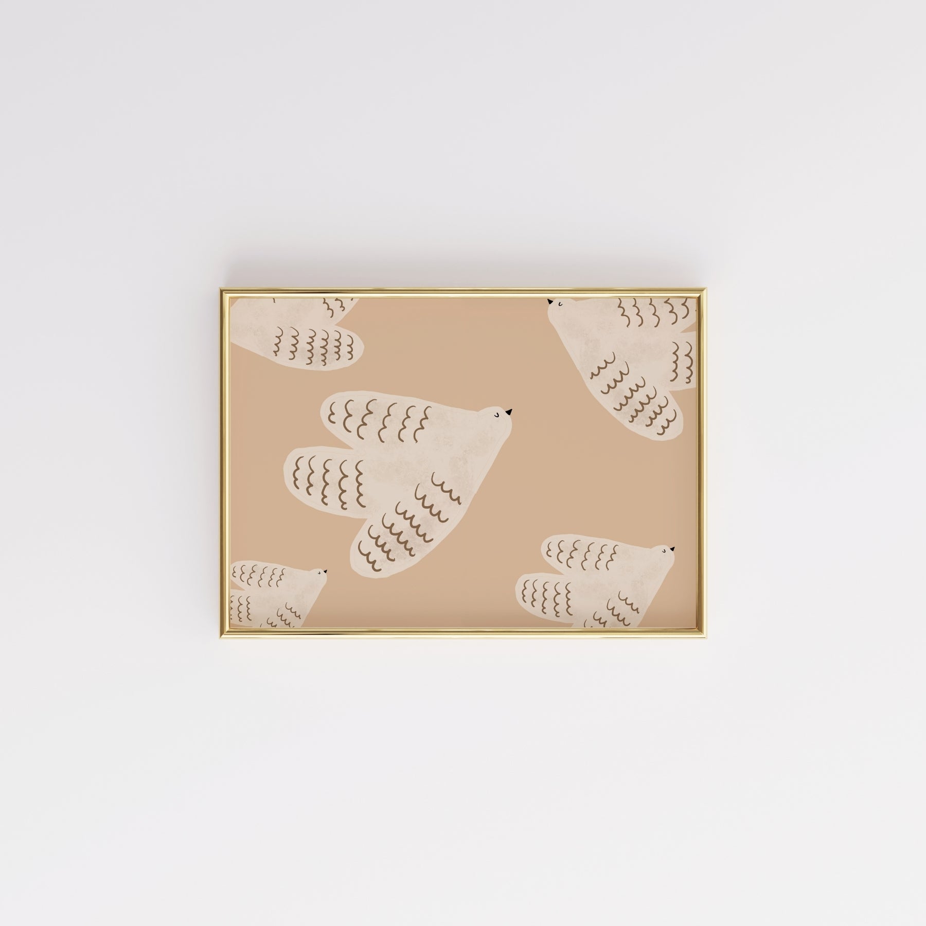 Stampa per cameretta dei bambini "Flying Doves" - Simpatica decorazione murale con animali per bambini