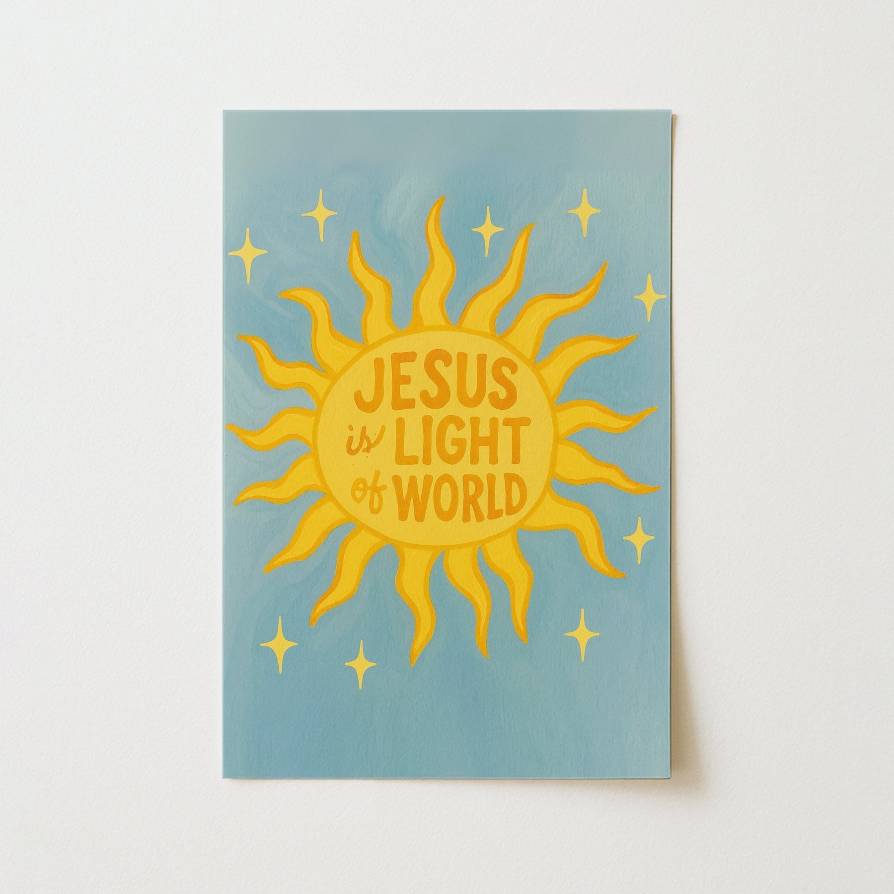 Jesus Is the Light of the World Wall Art – Christian Sun Illustration Print, Christian Wall Decor