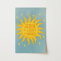 Jesus Is the Light of the World Wall Art – Christian Sun Illustration Print, Christian Wall Decor