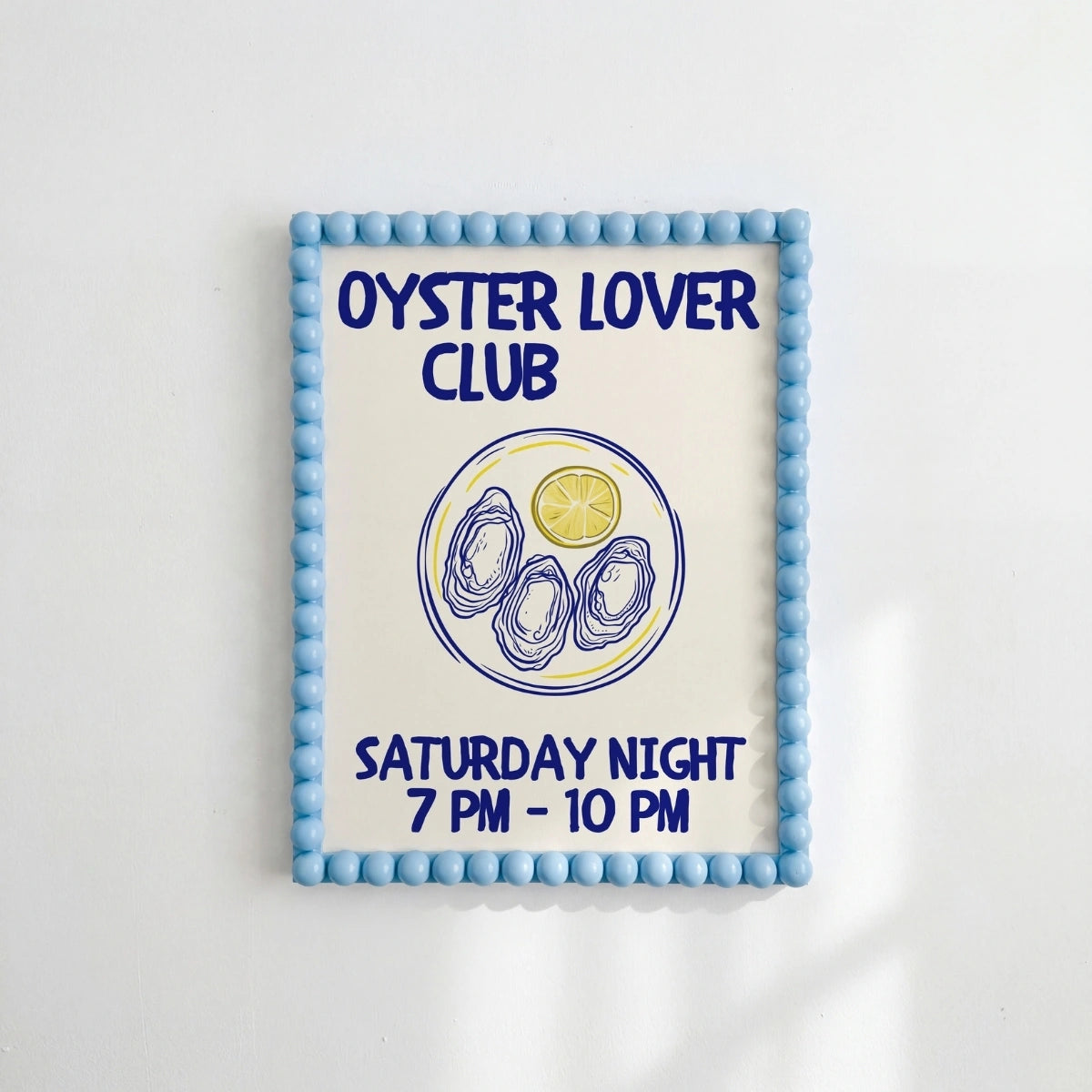 Oyster Lover Club Wall Art - Coastal Kitchen Print, Coastal Wall Decor