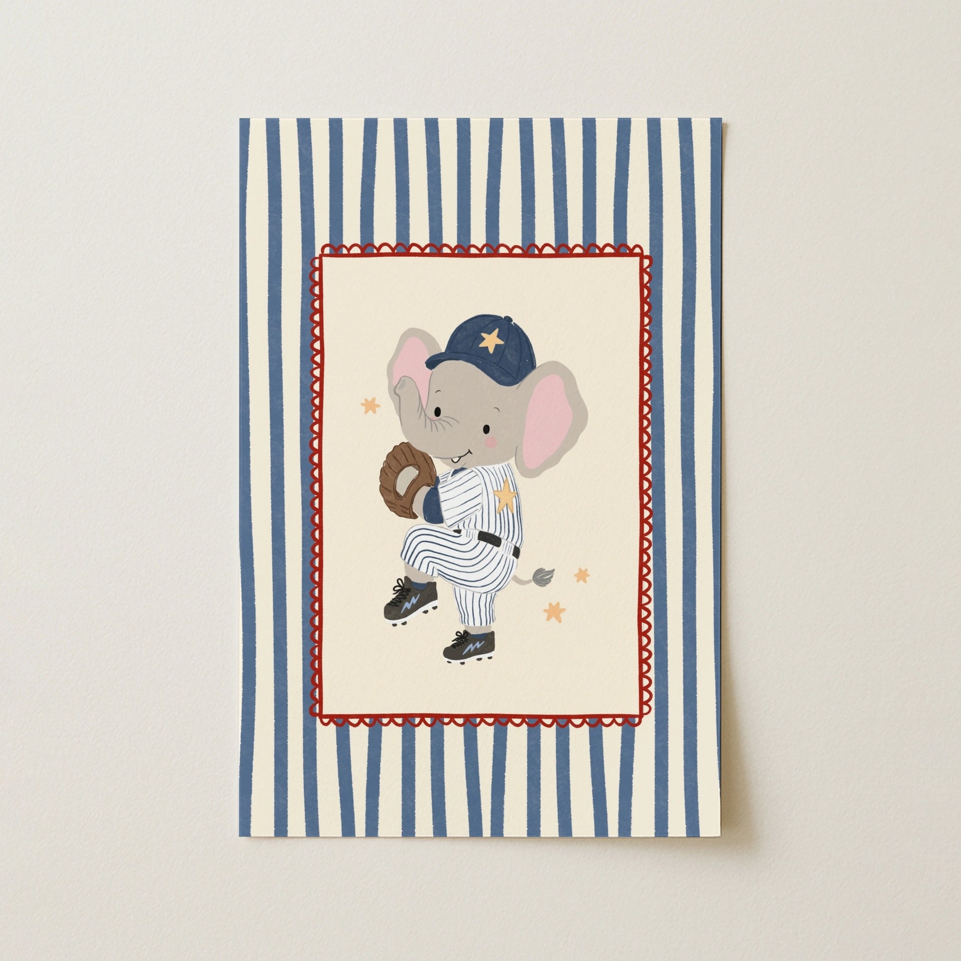Baseball Elephant Nursery Print