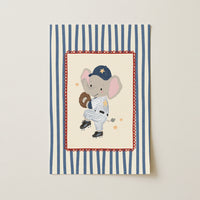 Baseball Elephant Nursery Print