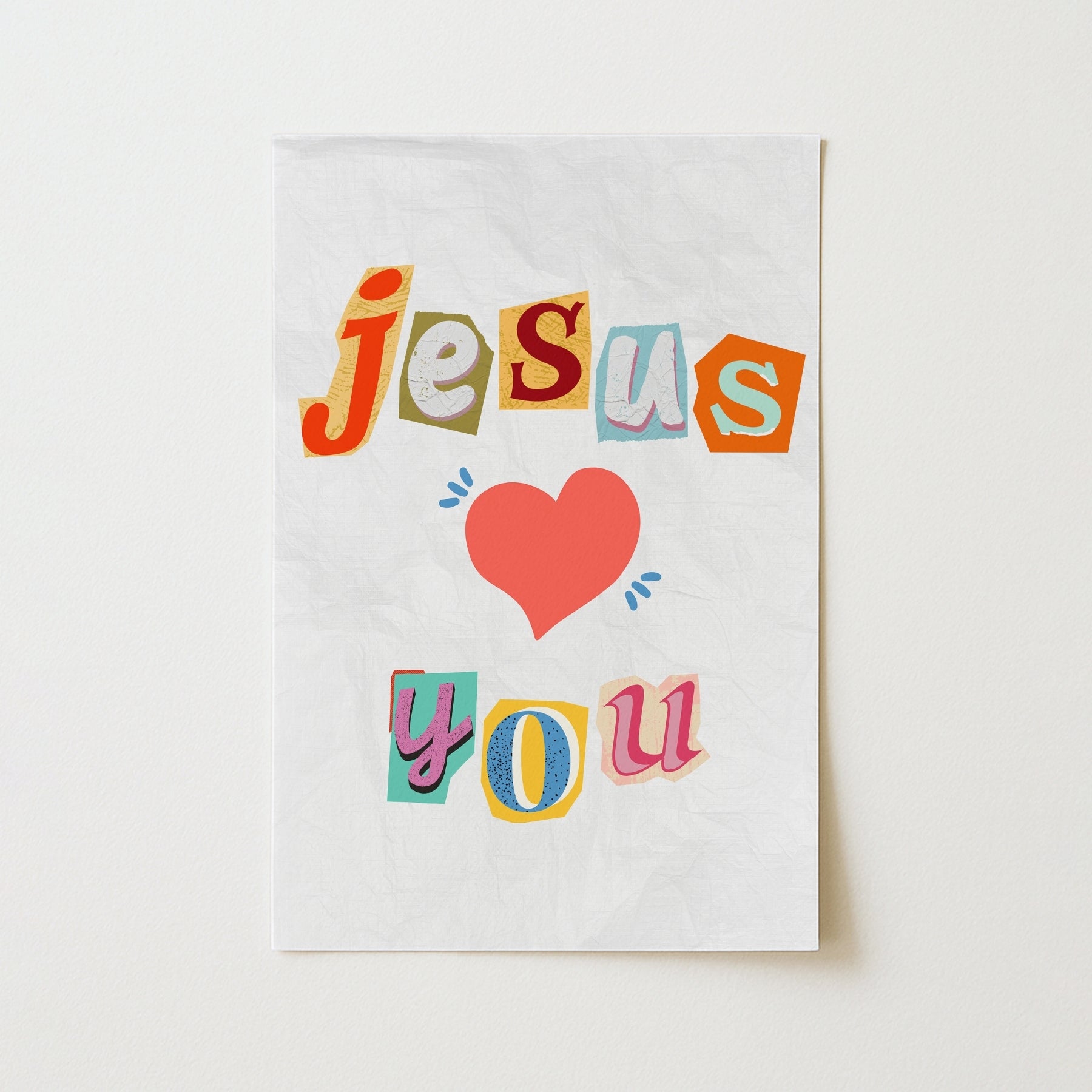 Jesus Loves You Print – Christian Collage Wall Art, Christian Wall Decor