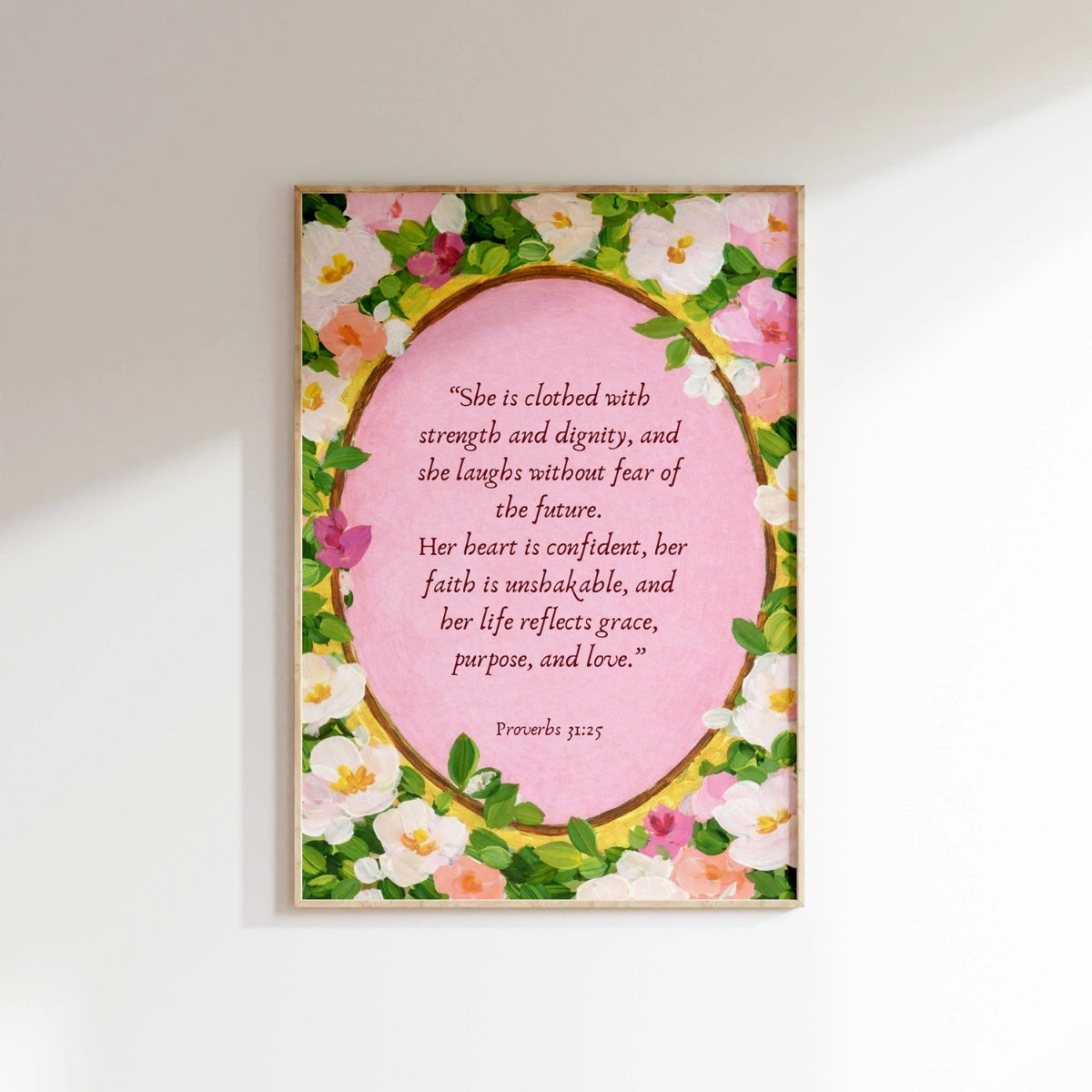 Feminine Floral Bible Verse Decor, Christian Wall Decor