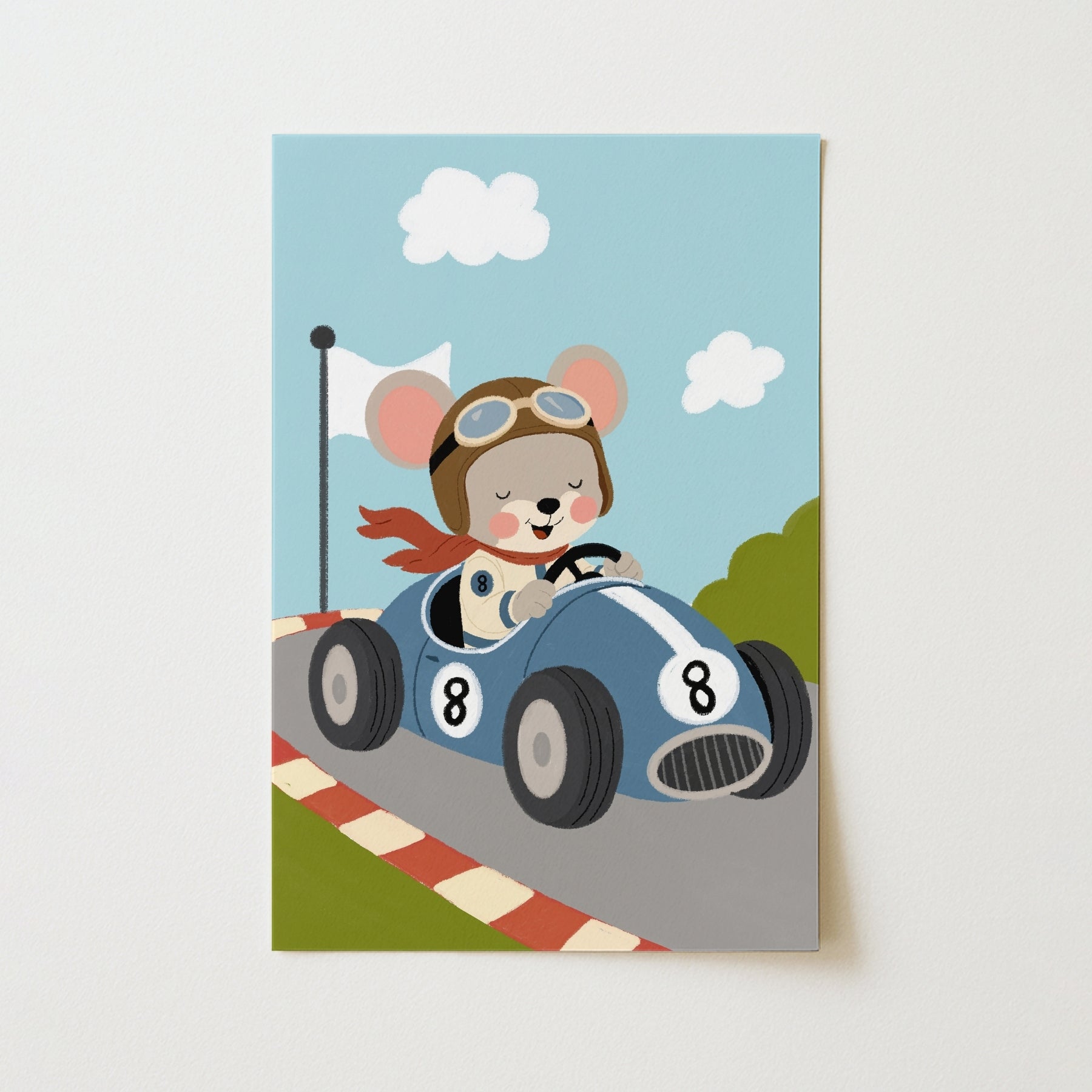Race Car Mouse Nursery Print