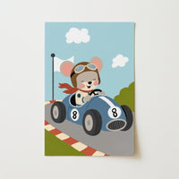Race Car Mouse Nursery Print