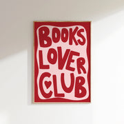 Books Lover Club Red and Pink – Arte mural para amantes de los libros