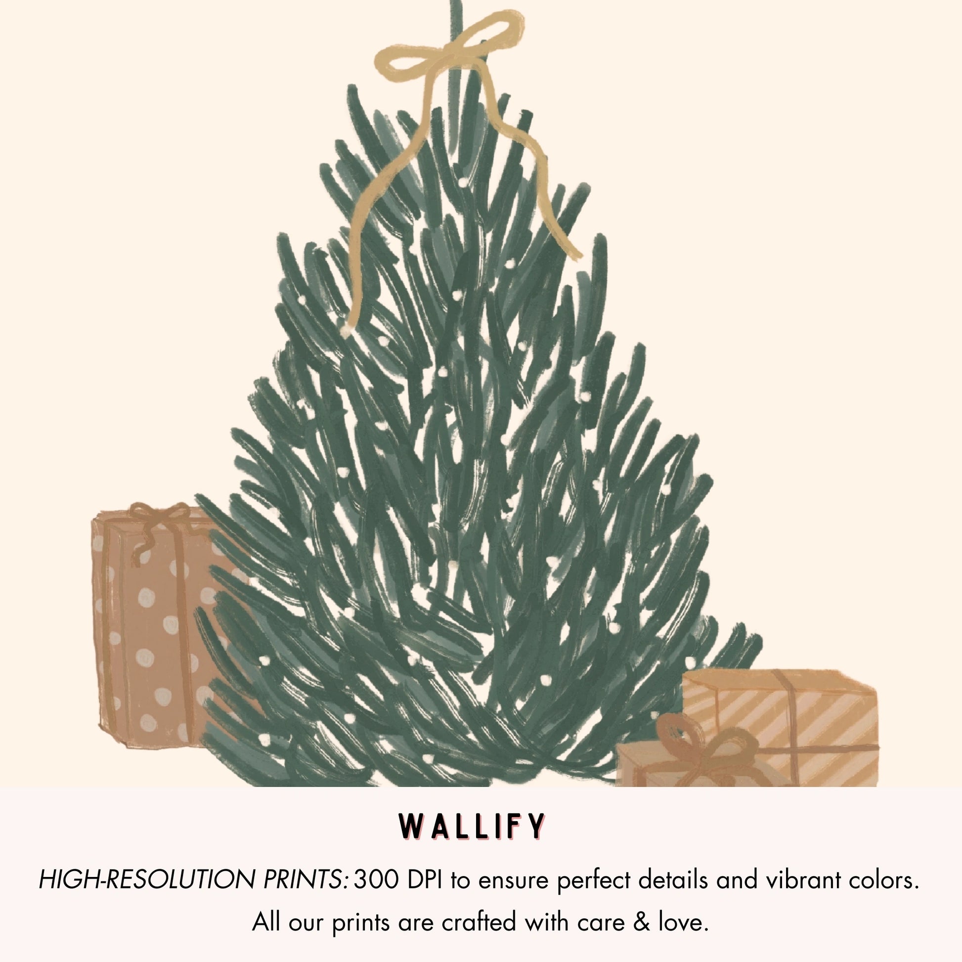 Set di 16 stampe natalizie neutre disegnate a mano