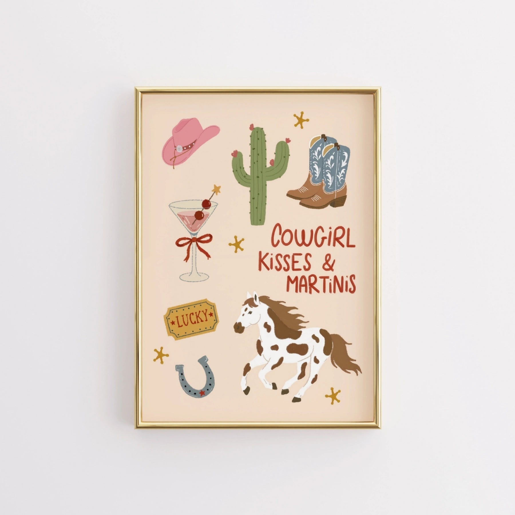 Cowgirl Kisses and Martinis Wall Art
