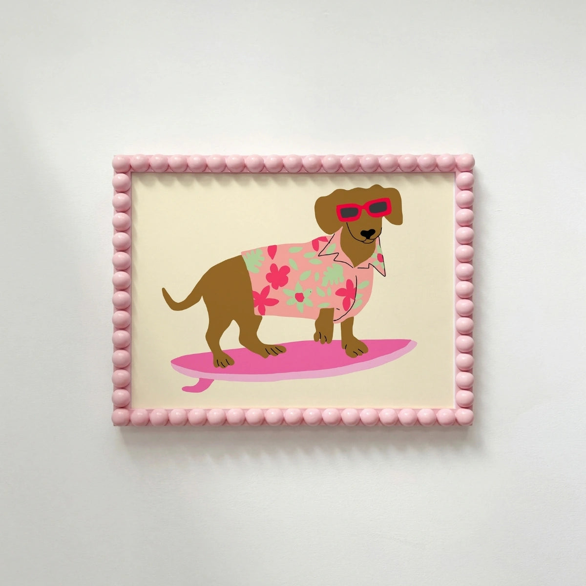 Surf Dog Print – Funny Tropical Wall Art, Coastal Wall Decor