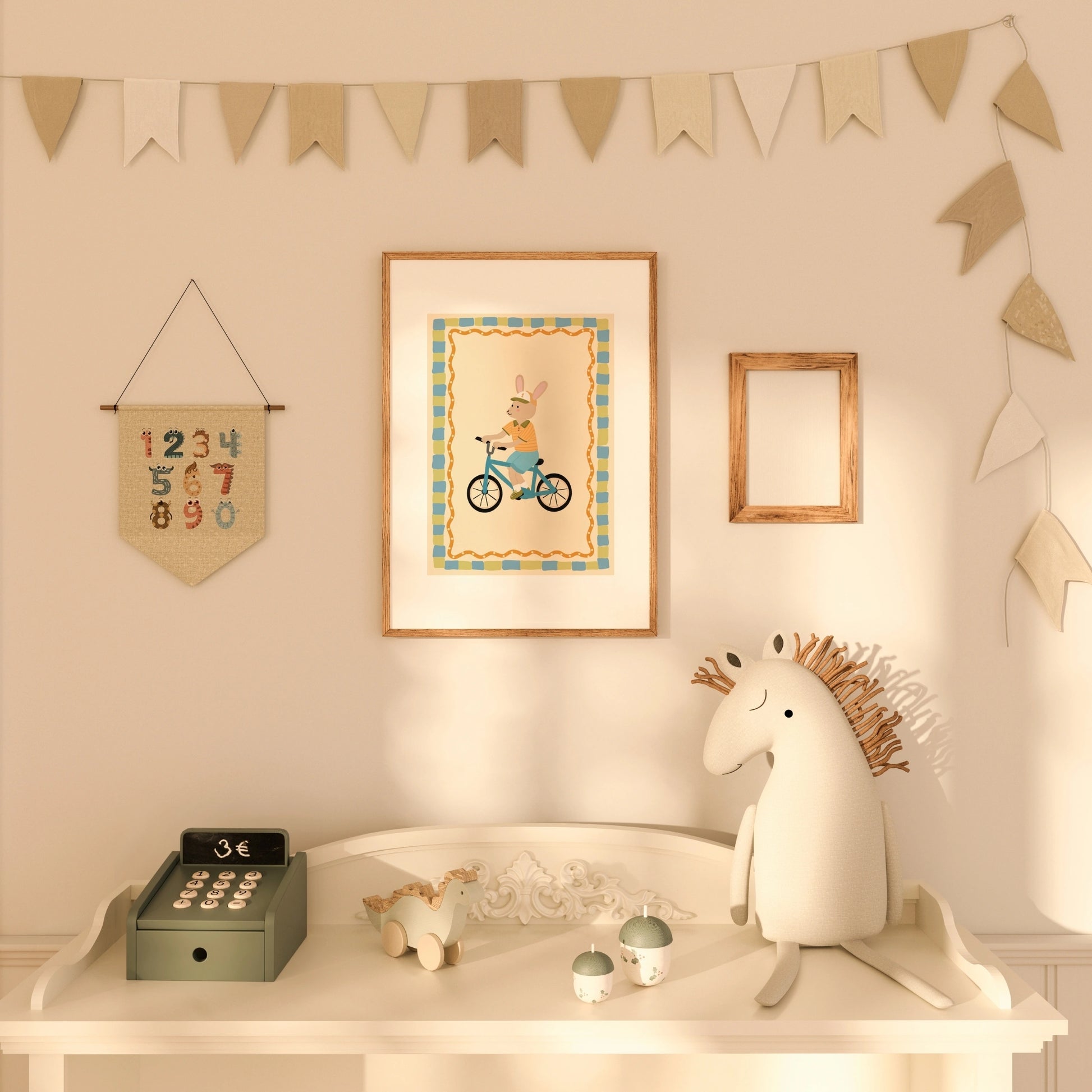 Bunny Bicycle Nursery Print