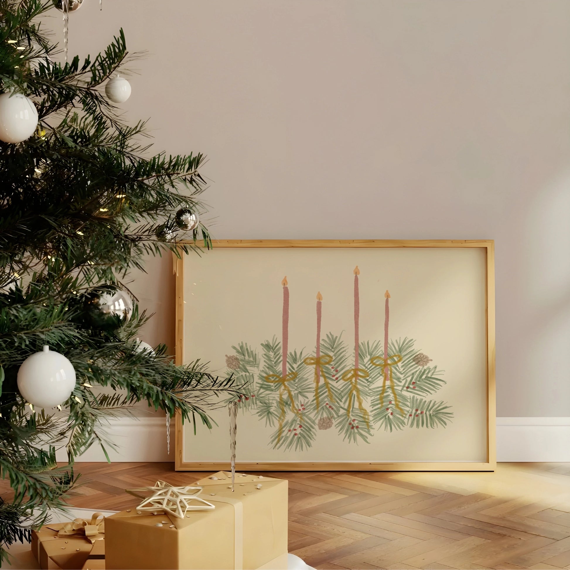 Stampa natalizia con vischio