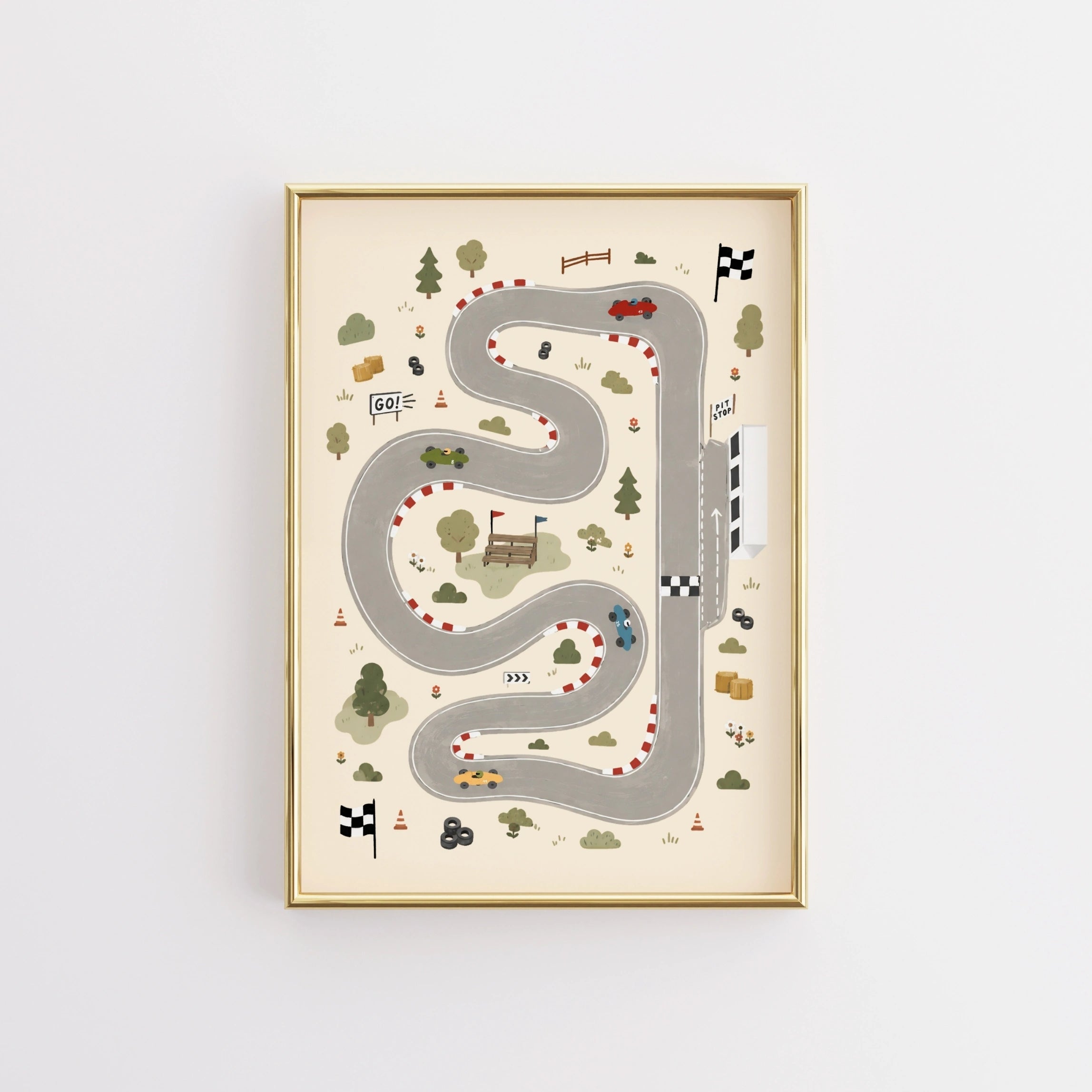 Race Car Track Nursery Print