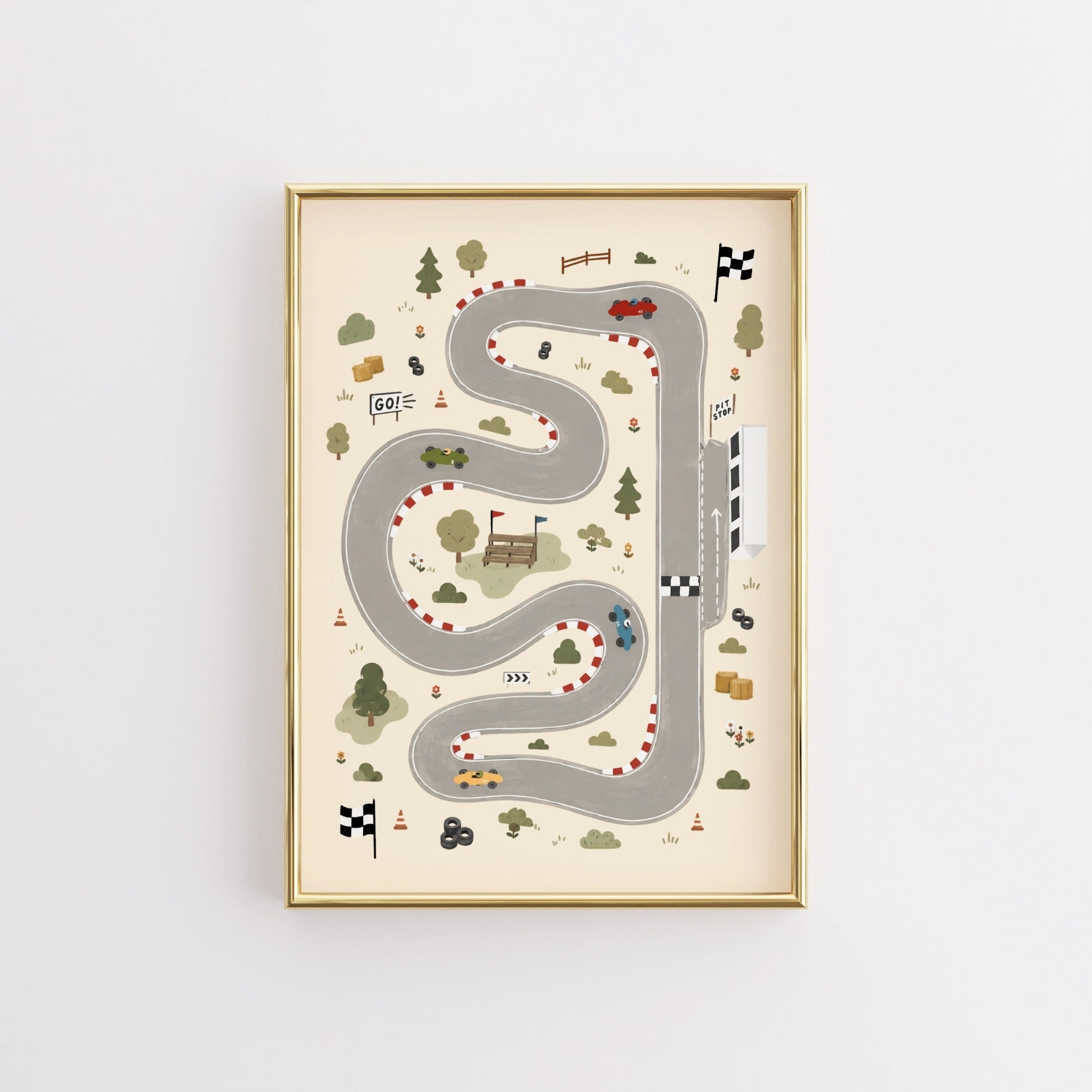 Race Car Track Nursery Print