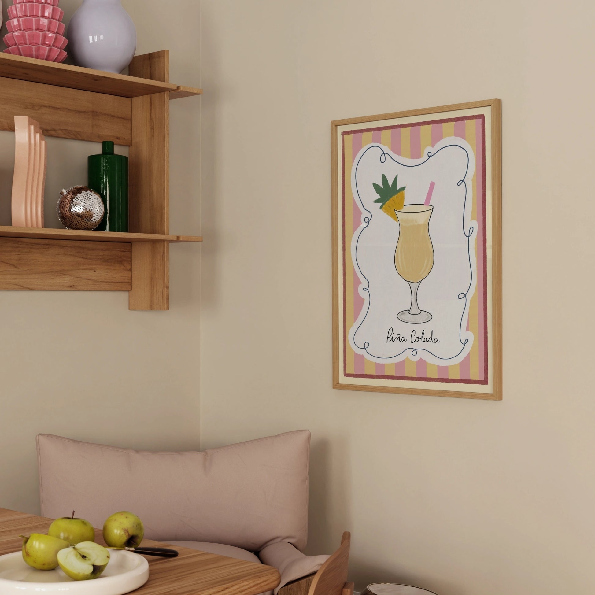 Decorazione murale per la tavola da pranzo italiana – Stampa di pasta, vino e cucina