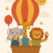 Animals on Hot Air Balloon – Nursery & kids wall art