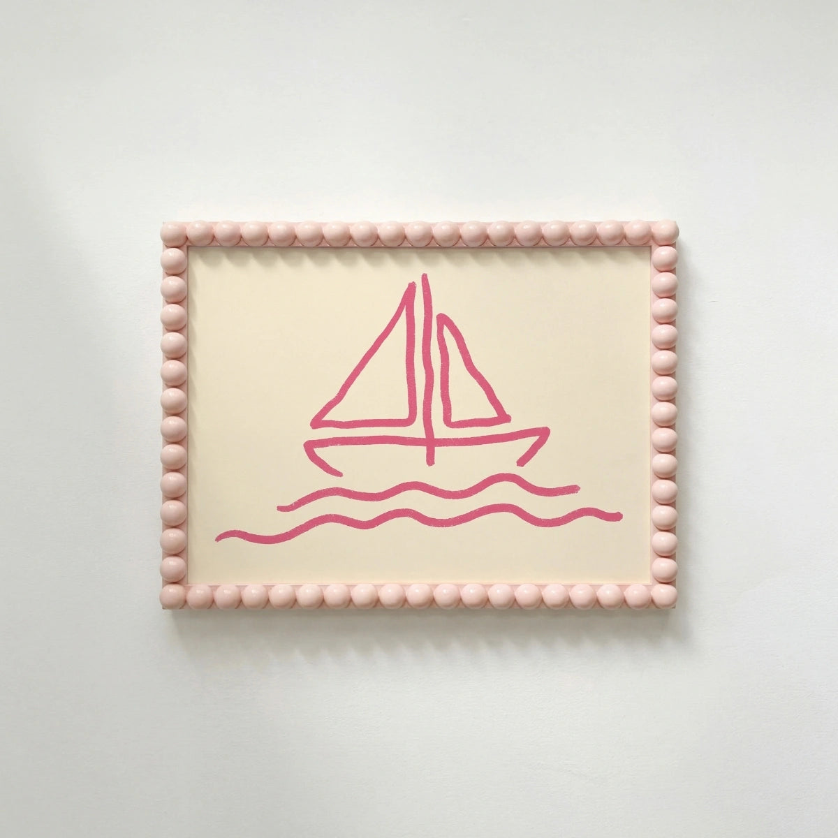 Sailboat Line Art Print – Pink Nautical Wall Art, Coastal Wall Decor