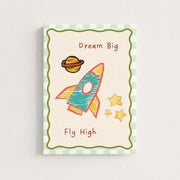 Dream Big, Fly High Rocket – Nursery & Kids Canvas Wall Art