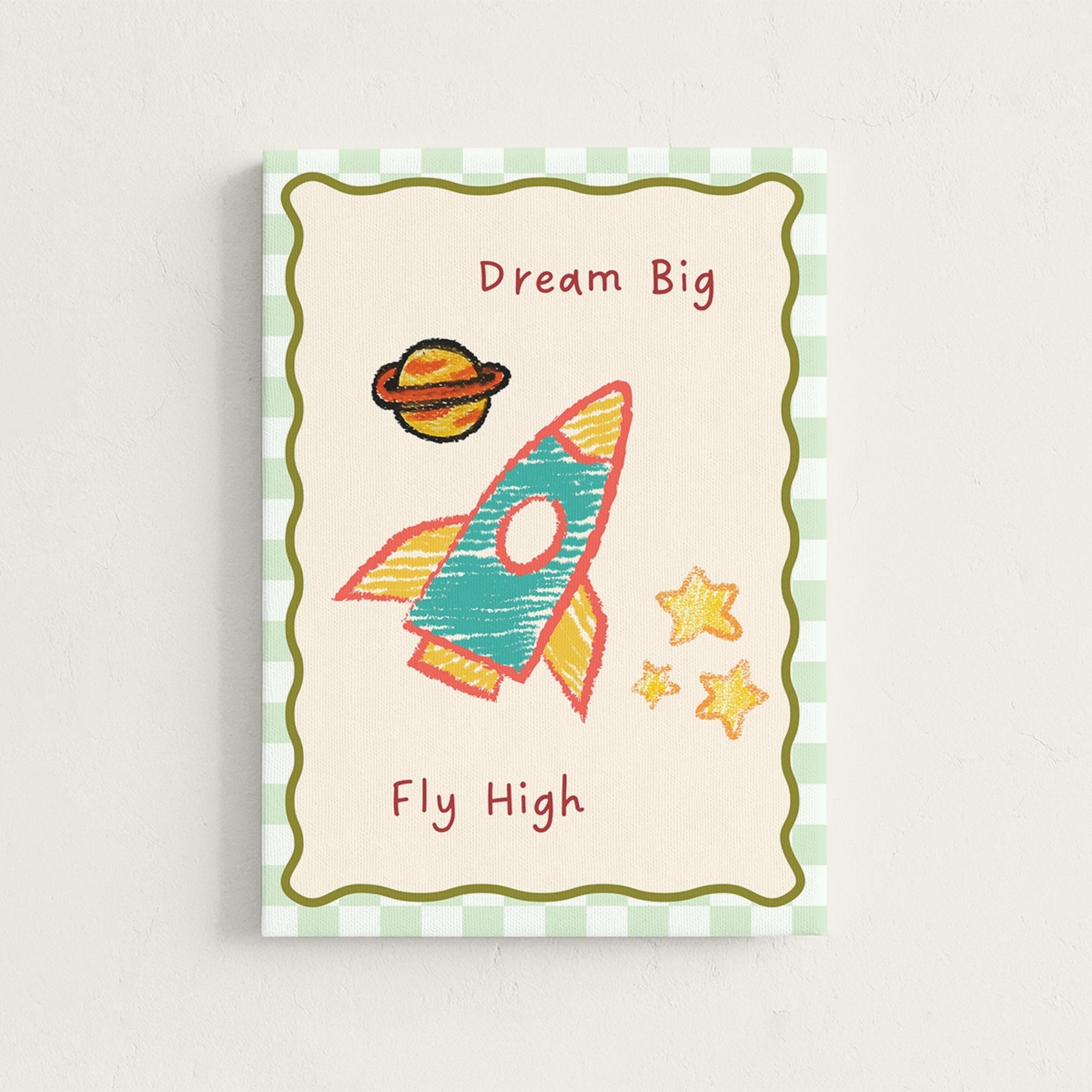 Rocket Nursery Canvas Print, Dream Big Fly High