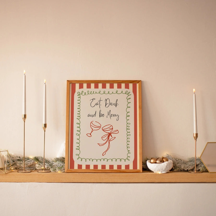 Eat Drink Be Merry – Christmas Party Wall Art Print