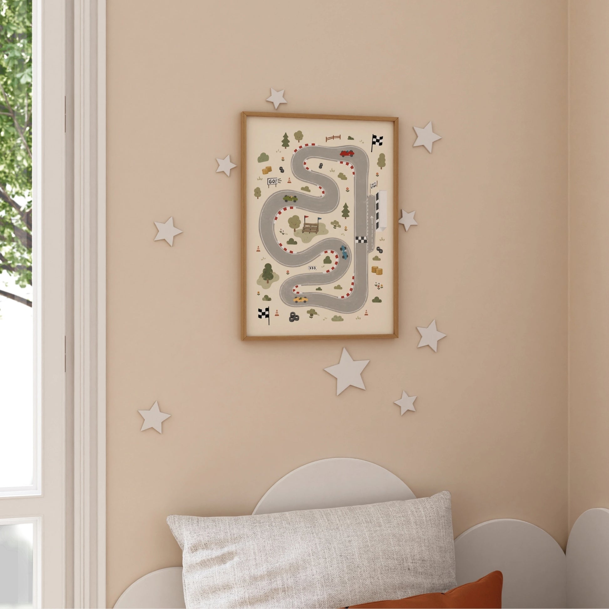 Race Car Track Nursery Print