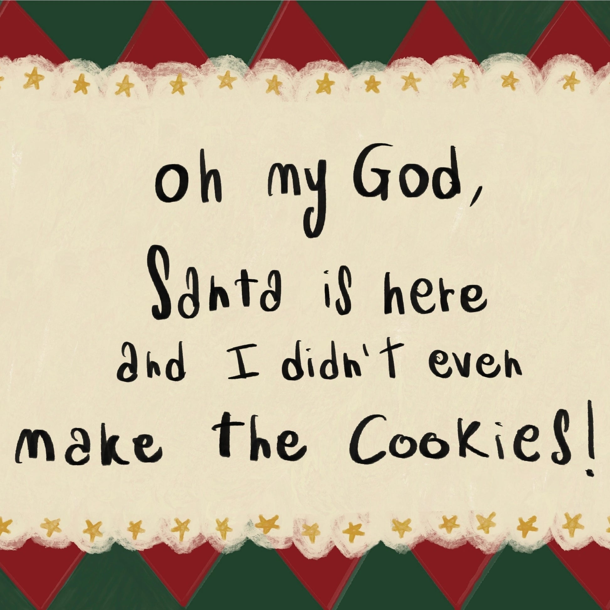 Santa Is Here Funny Christmas Wall Art