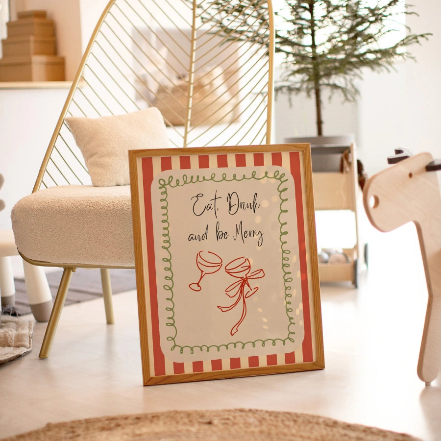 Eat Drink Be Merry – Christmas Party Wall Art Print