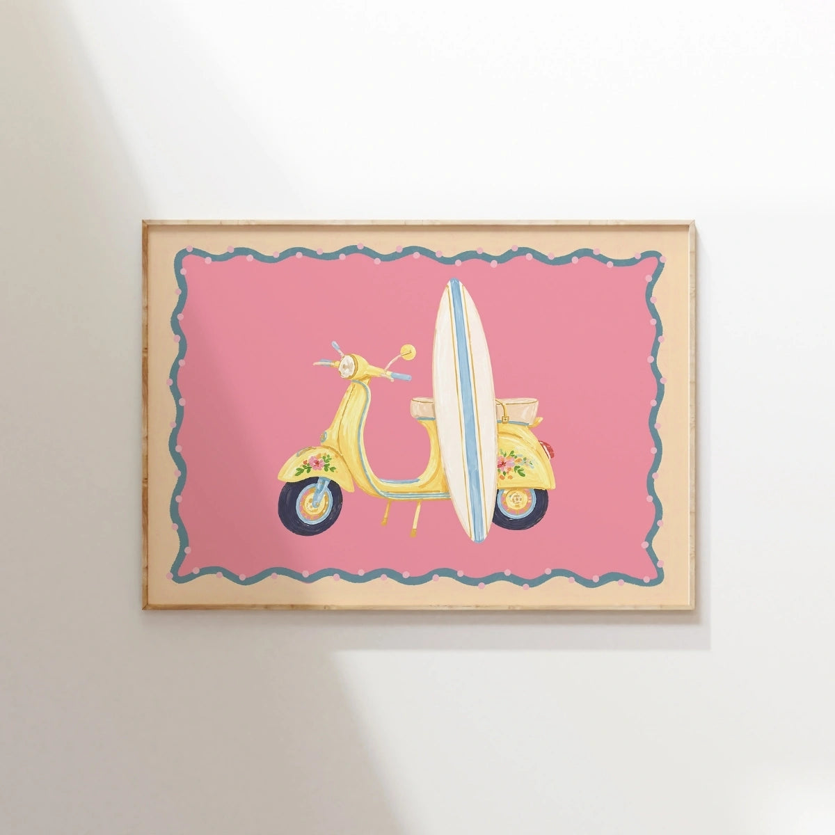 Surf Vespa Wall Art, Coastal Wall Decor