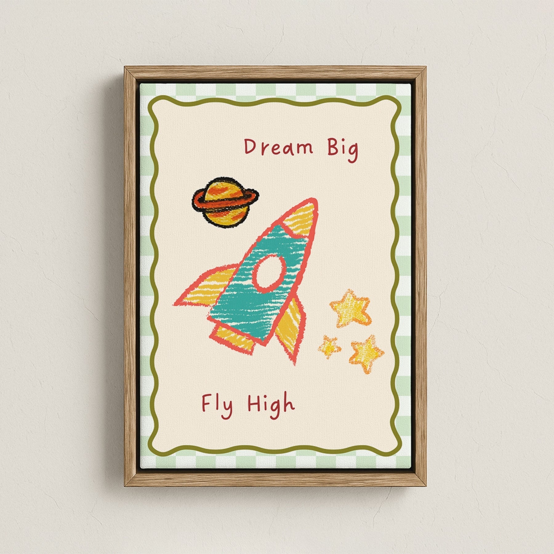 Rocket Nursery Canvas Print, Dream Big Fly High