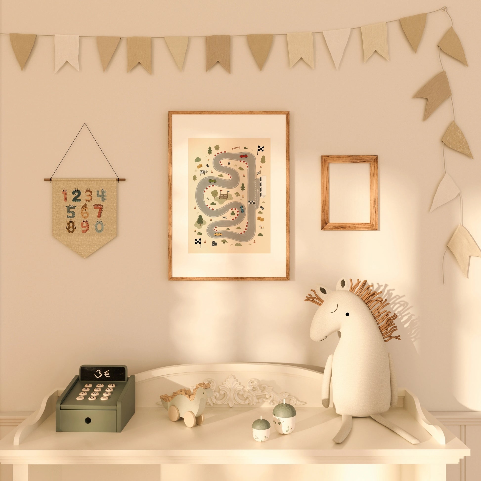 Race Car Track Nursery Print