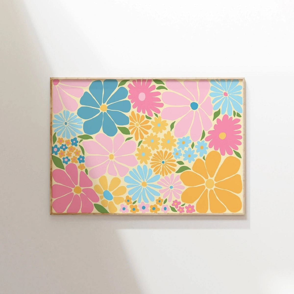 Retro Flower Power Print – Colorful Floral Wall Art, Coastal Wall Decor